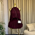 Women Dress Sleeveless Halter Ruched Ball Gown Mini Dress with Shorts 2026 Beach Party Elegant Holiday Birthday Outfits