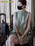 Olive Girl Green Embroidered Qipao for Ren Faire 2026 Garden Wedding Fairycore Photoshoot Everyday Wear S-XXXL XS-3XL Plus Size Hand Embroidered Romantic Garden Party Editorial Not Costume Qipao Cheongsam Chinese Dress Chinese Heritage Fashion Women