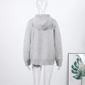 Women Fashion Solid Knitted Hooded Top O-neck Casual Full Sleeve Loose Pullover Female Spring New Chic Casual Street Outfit