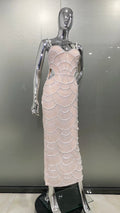 New Black Color Women Sleeveless Sexy Beading Strap Bodycon Long Dress Shinning Sequins Celebrate Elegant Evening Party Dress