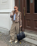 Leopard Print Faux Fur Short Jacket For Women Crew Neck Button Front Plush Thick Warm Loose Trendy New Lady Streetwear Outer Top