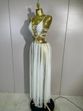 Sexy Black White Halter Sequined Hollow Out Transparency Long Maxi Dress Vacation Beach Style Celebrate Birthday Party Outfit