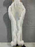 Sexy Transparent Netting Sequined Feather Dress, V-neck Formal Evening Cocktail Party Gown