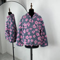 Fashion Floral Faux Lambswool Sweatshirt Women's Casual Zipper Pocket Loose Pullover Sweatshirt Autumn Festive Clothing