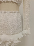 White Spliced Fungus Two Piece Set Female V Neck Long Sleeve Vest Beach Vacation Women's Skirt Sets Summer Fashion