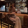 Sequin Deep V-neck Long Dress Women Chic Sleeveless Spaghetti Strap Backless Mermaid Dresses Lady Sexy Evening Party Wear New
