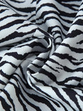 Zebra Stripe Print Two Piece Set for Women Lapel Long Sleeve Spliced Zipper Short Coat Mid Waist Knee Skirt Female