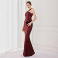 High Quality Women Design Maxi Dress Sexy One Shoulder Sequin Evening Dress Party Night Elegant Long Prom Dress Vestidos