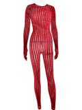 Wmstar Jumpsuit Women Wholesale Fashionable Seamless Striped Jacquard One-piece Long Sleeved One Piece Outfits Drip Shopping