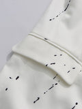 Ink Splashing Print Fashion Blazer for Women Notched Collar Long Sleeve Hollow Out Design Loose Coat Female Autumn