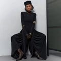 Sexy Hot Girl Solid Color Jumpsuits for Women Round Neck Long Sleeve Backless Side Split Streetwear Jumpsuit Female
