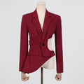 Solid Hollow Out Casual Irregular Blazers For Women Notched Collar Long Sleeve Spliced Button Temperament Blazer Female New
