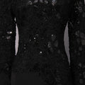 Solid Color Elegant Party Vestido Women'S Spliced Mesh Sequin Slim Long Sleeved Maxi Long Dress