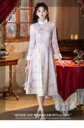 Pink Aodi Qipao Improved Chinese Stye Dress Women Warm Chesongam Princess Style Evening Party Vestidos Hanfu Dress for Lady