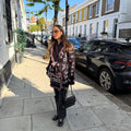Women's Shawl Collar Fringe Knitted Cardigan Self Fabric Belt Waist Ethnic Print Loose Long Sleeve Mid Length Coat Autumn Casual