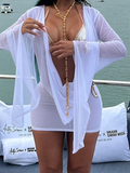 Irregular Backless Women Dress Coquette Beach Vacation Wild See Through Halter Bell Sleeve Sexy Midnight Club Bodycon