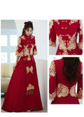 Summer Plus Size Red Toast Dress Bride Cheongsam Dress Chinese Style Wedding Engagement Toast Qipao Dress for Women