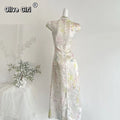 Olive Girl Red Embroidered Qipao for Garden Wedding 2026 Fairycore Photoshoot Everyday Wear S-XXL XS-3XL Plus Size Embroidered Romantic Cottagecore Garden Party Editorial Not Costume Qipao Cheongsam Chinese Dress Chinese Heritage Fashion Women