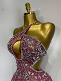 New Arrival Women Sexy Backless Hollow Out Diamond Evening Prom Gown Birthday Luxury Celebrate Stage Nightclub Outfit