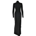 Elegant Turtleneck Curvy Brown Dress Women's Sexy Long Sleeve Shoulder Pad Party Evening Tight Elastic Dresses Winter New Black