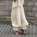 Fashion Ruched Long Trousers Women's Elastic Waist Elegance Solid Leisure Trousers 2025 Autumn Commuting Clothing Female