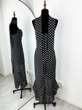 Elegant Polka Dot Long Dress Summer Scarf Ribbon Ruffle Halter Pleated Dress Luxury Sleeveless Women's Evening Dresses