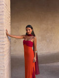 Brown Glitter Chiffon Tiered Maxi Dress Elegant One Shoulder Square Neck Flowy dresses 2026 Summer Formal Wedding  Party gowns