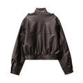 Original High-quality 2026 New Style Women's Leather-effect Blazer with A Stand-up Collar, for Ladies.