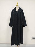 Fashionable Windbreaker for Women Stand Collar Long Sleeve Spliced Single Breasted Loose Long Jacket Female Winter