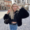 Iconic Street Fashion Week Luxury Brand Gardient Cropped Faux Fur Coat Women Winter 2026 Hot Cool Girls Fluffy Short Fur Jacket