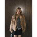 Winter Faux Fur Long Sleeves Short Coat Women Luxury Stand Collar Fluffy Furry Jacket Warm Elegant Lady Fashion Plush Coats 2026