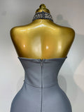 High Quality Strapless Beading With Necklace Bandage Dress  Celebrity Elegant  Evening Party Fancy Club Birthday Dresses