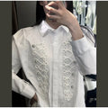 Fashion Women's Napoleon Shirts Loose Lapel Single Breasted Full Sleeve Female Blouses 2026 Summer Autumn Lady Chic Tops