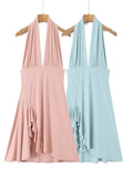Vacation Pink Backless Mini Dress Female Plunge Neck Sleeveless Slimming Asymmetrical Hem for Urban Street Style
