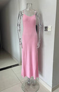 Sexy Knitted Suspender Dress For Women Summer Plunge Slim Long Dress High Waist Elegant Rib Knit Dress Vacation Clothes