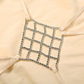Thin Strap Diamond Back Women Maxi Dress Round Neck Cut Out Irregular Back Buckle Detail Fitted Waist Floor Length Long Dress