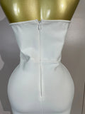 Elegant White Strapless Cocktail Party Women Eveing Prom Club Birthday Dress Sexy Sparkly Crystal Side Split Bandage Mini Dress