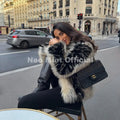 Luxury Brand Design Striped Patchwork Fur Jacket Women Winter Fluffy Faux Fox Fur Coats Chic Girls Thick Warm Outerwear