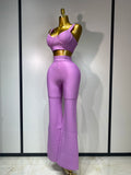 Women Sexy Bandage Crop Top Pant Set Evening Party Club Luxury Birthday High Street Fashion Elegant Luxury Birthday Outfit