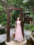 Olive Girl Pink Romantic Qipao for Garden Wedding 2026 Fairycore Photoshoot S-XXL XS-3XL Plus Size Romantic Garden Party Editorial Not Costume Qipao Cheongsam Chinese Dress Chinese Heritage Fashion Women
