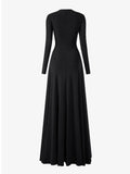 Elegant Women Pleated Solid Slim Maxi Dresses Women V Neck Long Sleeve High Waist Long Dress Female Party Prom Gowns