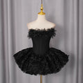 Sexy 3D Floral Mini Dress for Women Sweetheart Neck Sleeveless Fish Bone Tunic Birthday Party Flirty Skirt Female Clothing