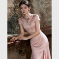 Olive Girl Romantic Qipao for Garden Wedding 2026 Fairycore Photoshoot Everyday Wear S-XXL XS-3XL Plus Size Romantic Garden Party Editorial Not Costume Qipao Cheongsam Chinese Dress Chinese Heritage Fashion Women