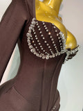 Women Sexy Luxury Sparkly Beading Bandage Dress 2025 Long Sleeve Bodycon Celebrity Party Elegant Evening Club Pary Dresses