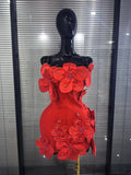 5 Colors Women Sexy Strapless Shining Diamond Flowers Bodycon Mini Bandage Dress Birthday Party Celebrate Cocktail Outfit