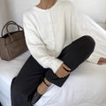 Women's Grey Wool Knitted Cardigan Elegant Button Large Size Sweater Knitwears Cardigans New Winter Fall Clothes Gray Red White
