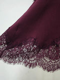 Romantic Dates Brown Ribbed Knit Mermaid Dresses for Women U Neck Short Sleeve Lace Trimmed Midi Skirt for Office Commute