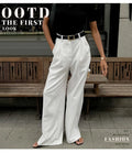 Solid Minimalist Spliced Pockets Pant for Women High Waist Loose Casual Pant Female Fashion Style