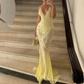 New Summer Sequins Patchwork Mesh Slim Long Dress Women Casual Vacation Dress Sexy Suspender V Neck Backless Evening Dress