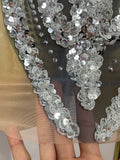 Sparkly Rhinestones Sexy Mesh Transparent Mini Dress Eveing Birthday Party Dance Nightclub Fashion Show Stage Costumes